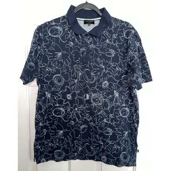 Ted Baker Holler - all over doodle polo - size 4/ Large - Picture 3 of 9
